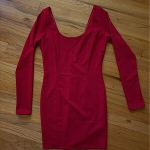Naked Wardrobe Bold Red Long Sleeve Dress